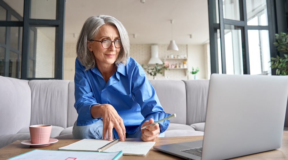 Woman working on laptop
